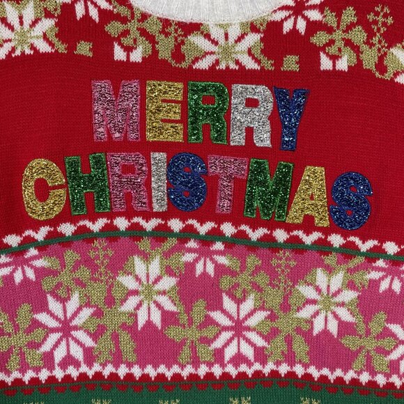 Holiday Time Festive Ugly Christmas Sweater Crew Neck Long Sleeves Size L - Picture 5 of 15